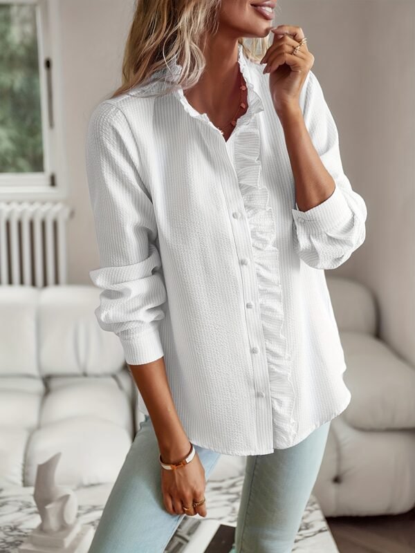 2026 New Western Style Cross-border Stand Collar Autumn Ruffled Cardigan Ruffle Long Sleeve Bubble Top Women's Shirt 736f7567 7880 4a5f ab46 d0d83a6c8a53.jpg
