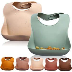 Silicone Baby Bib with Food Catcher – Waterproof & Adjustable