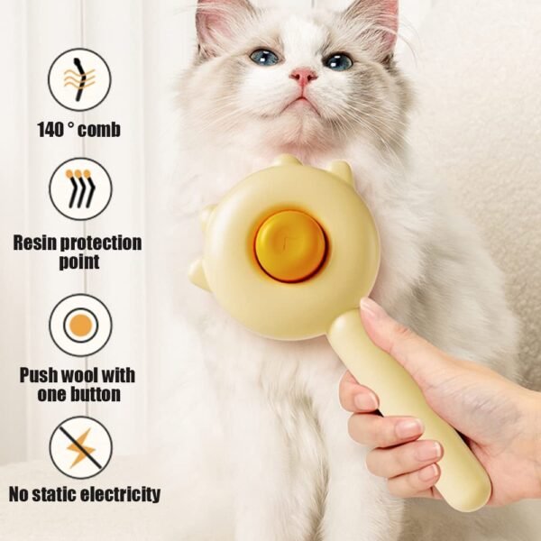 Self-cleaning pet grooming brush for cats and dogs