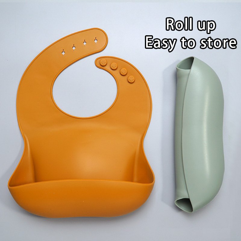 Roll-up silicone baby bibs for easy storage
