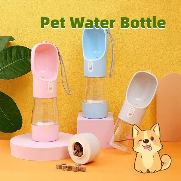 Portable dog water bottle with drinking bowl