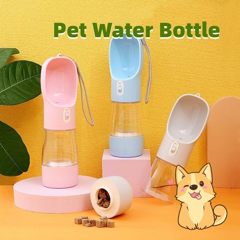 Portable dog water bottle with drinking bowl